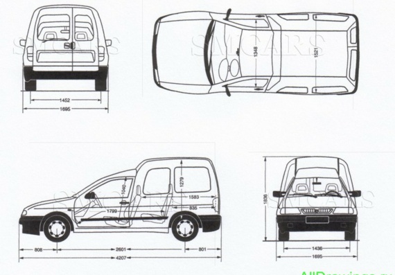 Seat Inca (Сеат Инка) - чертежи (рисунки) автомобиля